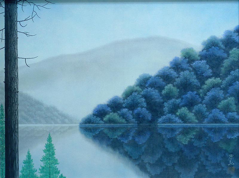 中村宗弘　「湖」　日本画Ｐ１２号　直筆サイン・落款・共シール有り 中村宗弘『湖』 – 北海道画廊