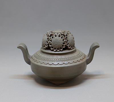 備前焼 重要無形文化財 藤原楽山（二代目）香炉 備前焼 重要無形文化財 藤原楽山(二代目) 青備前 香炉 共箱